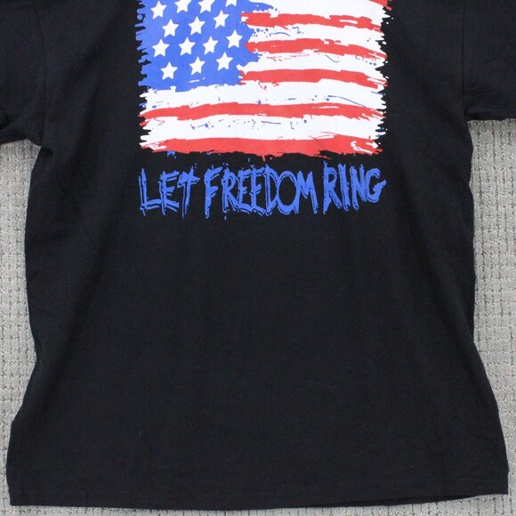 Vintage TNT Shirt Mens XL Black Short Sleeve USA Flag Let Freedom Ring Graphic - Picture 4 of 10
